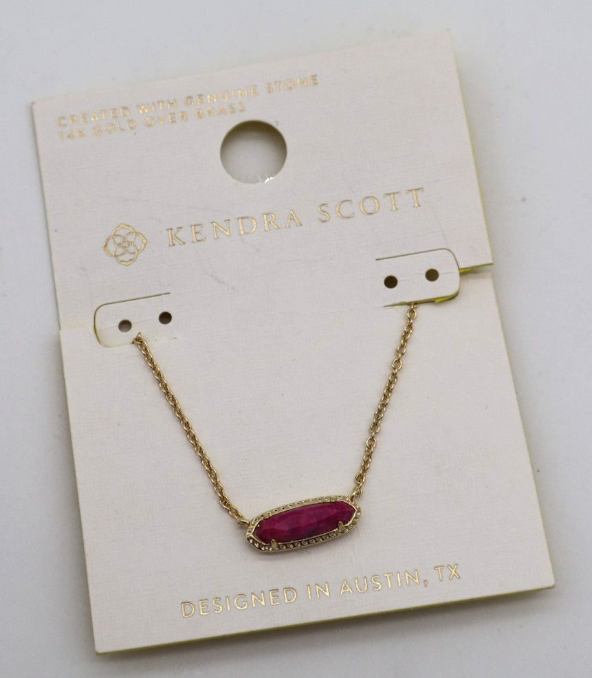 Kendra Scott Eva Pendant Necklace Raspberry Sorbet Variegated Magnesite NWT