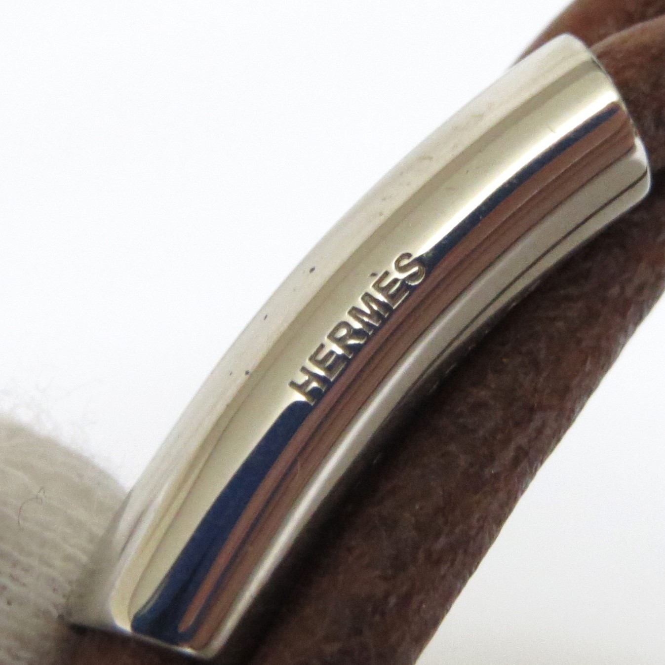 Authentic HERMES Tornado Bangle Bracelet Brown Leather 17.3cm/6.8″ in Box