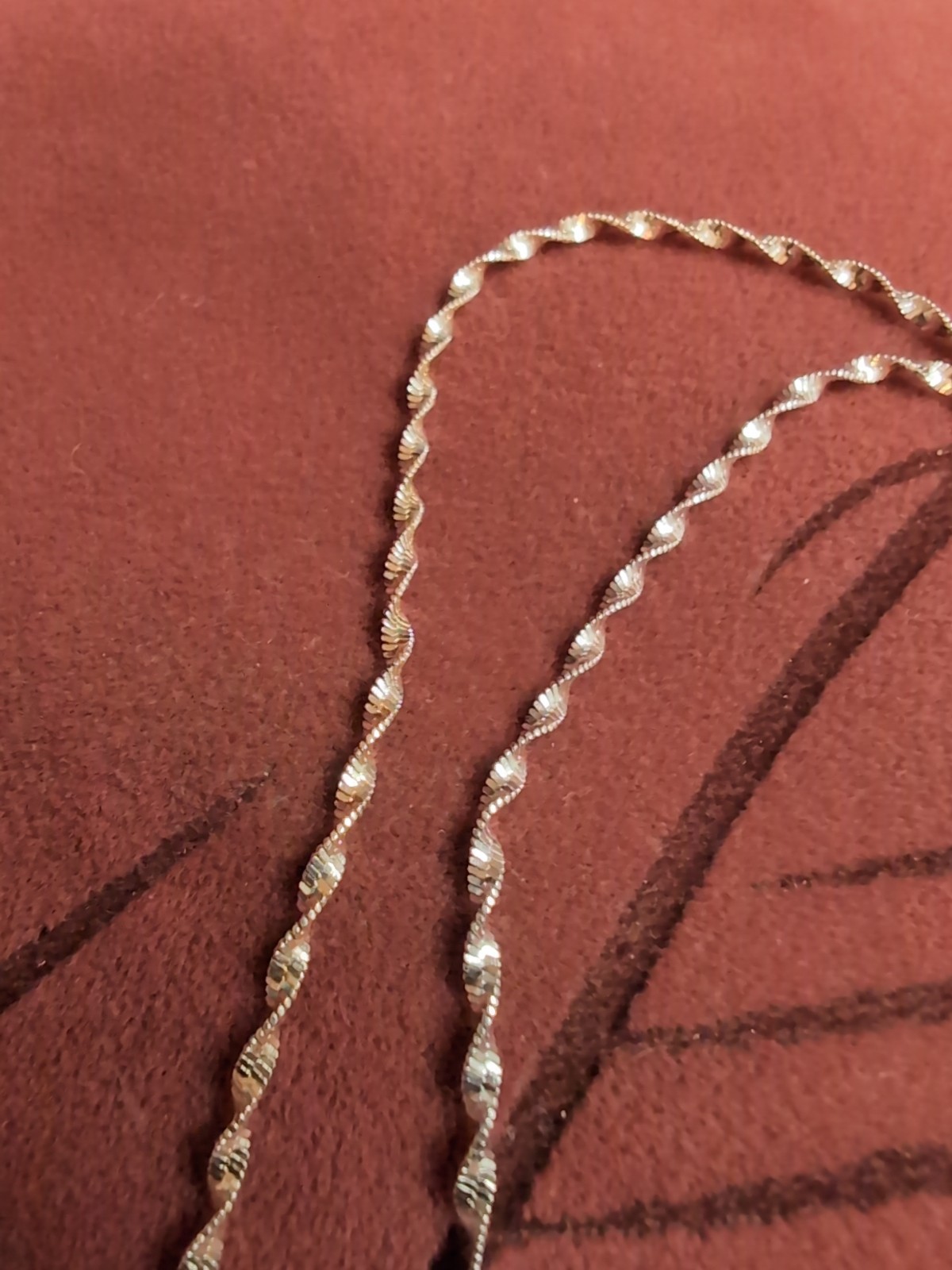 Vintage Italy Silver Twisted Herringbone Chain Necklace