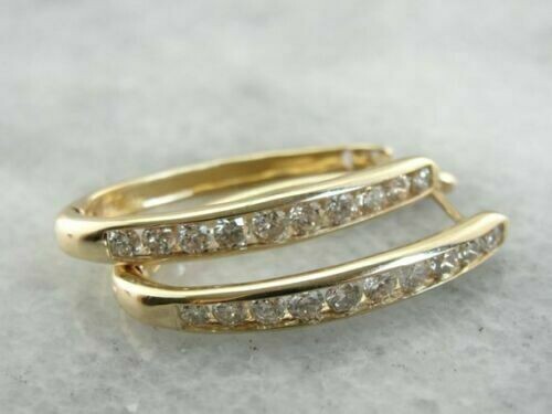 1.50 Ct Round Cut Moissanite Fancy Women’s Hoop Earrings 14K Yellow Gold Plated