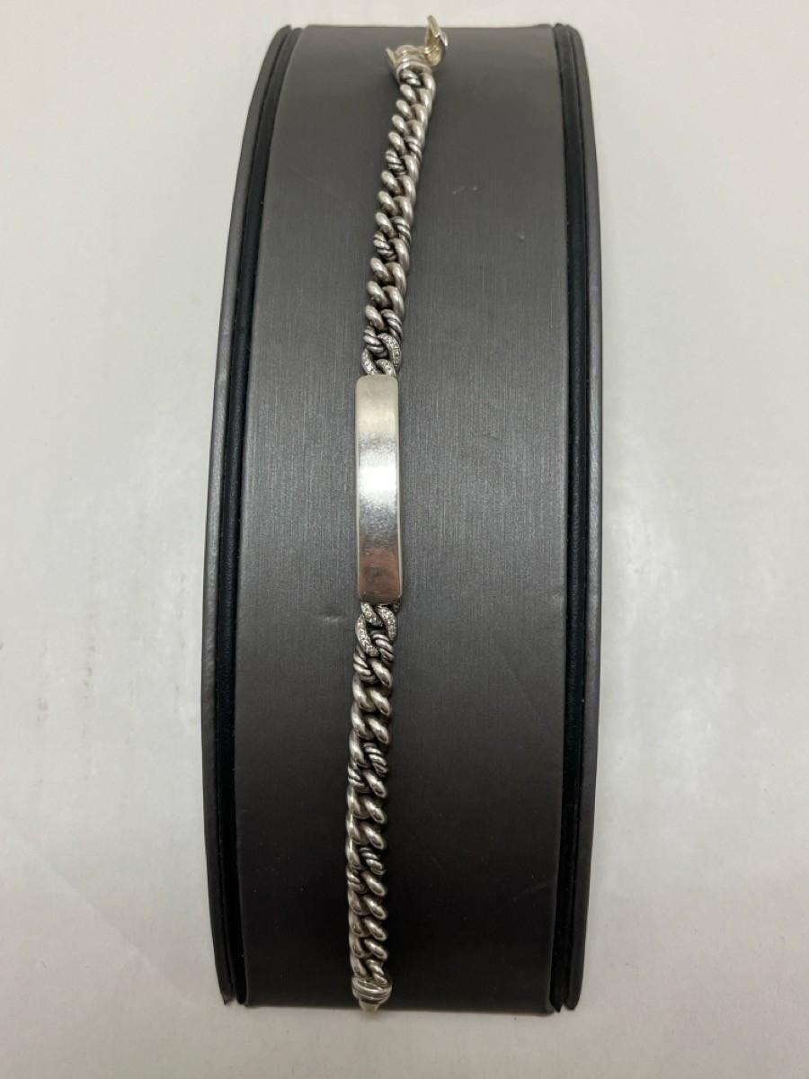 DAVID YURMAN CHAIN ID BRACELET, SILVER WITH DIAMOND CHIPS (G69006831)