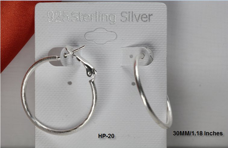 HIGHEST QUALITY LIGHT WEIGHT STERLING SILVER HOOP EARRINGS-1.18″ ROUND 4.7 GRAMS