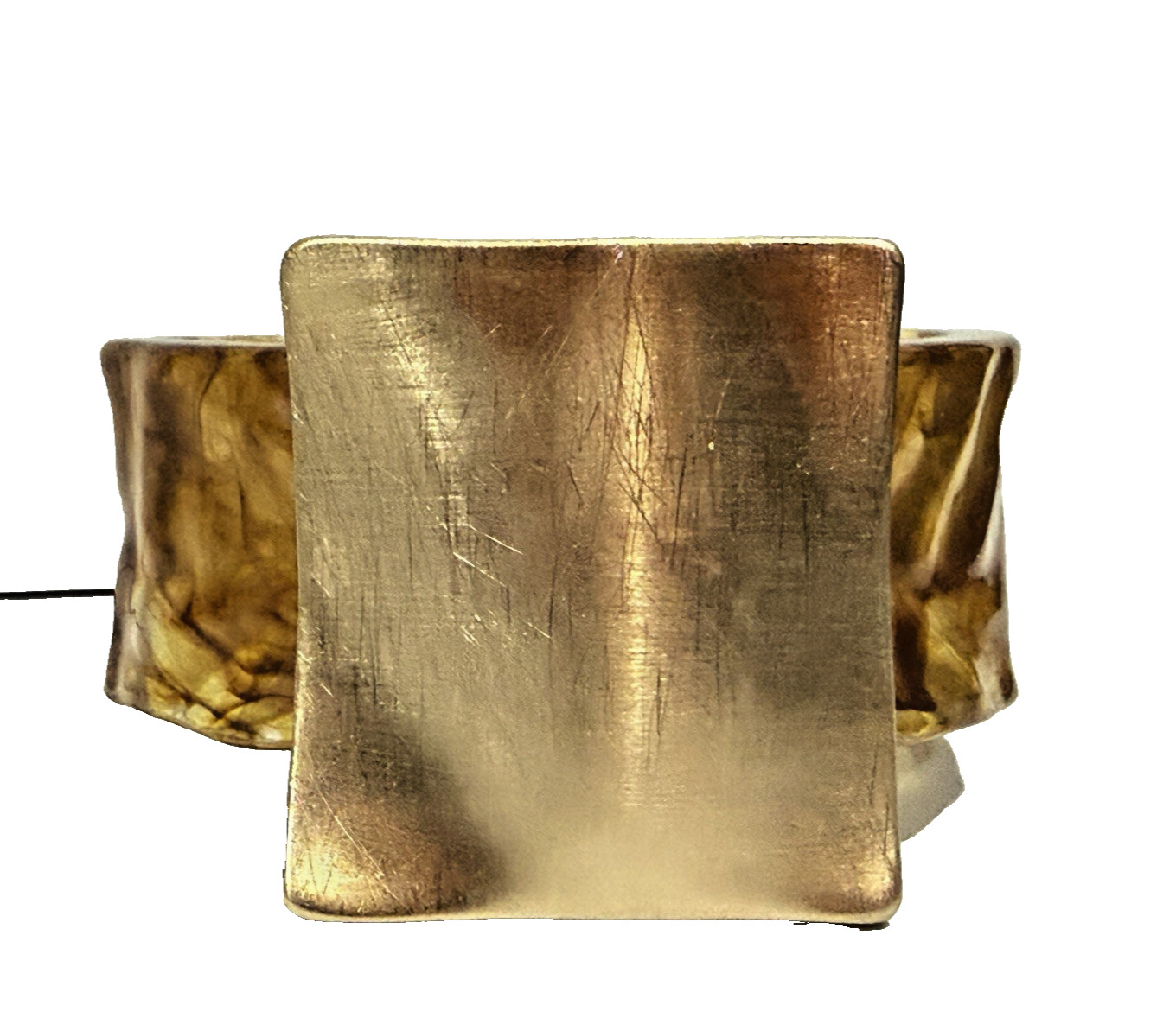 Chunky Brown Swirl Acrylic Brushed Gold Tone Metal Cuff Bracelet Statement