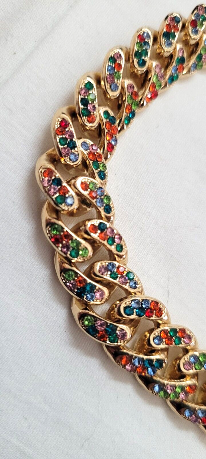 Beautiful Rhinestone Bracelet by Design 7″ to 8.5″ length .5″ wide Gold tone