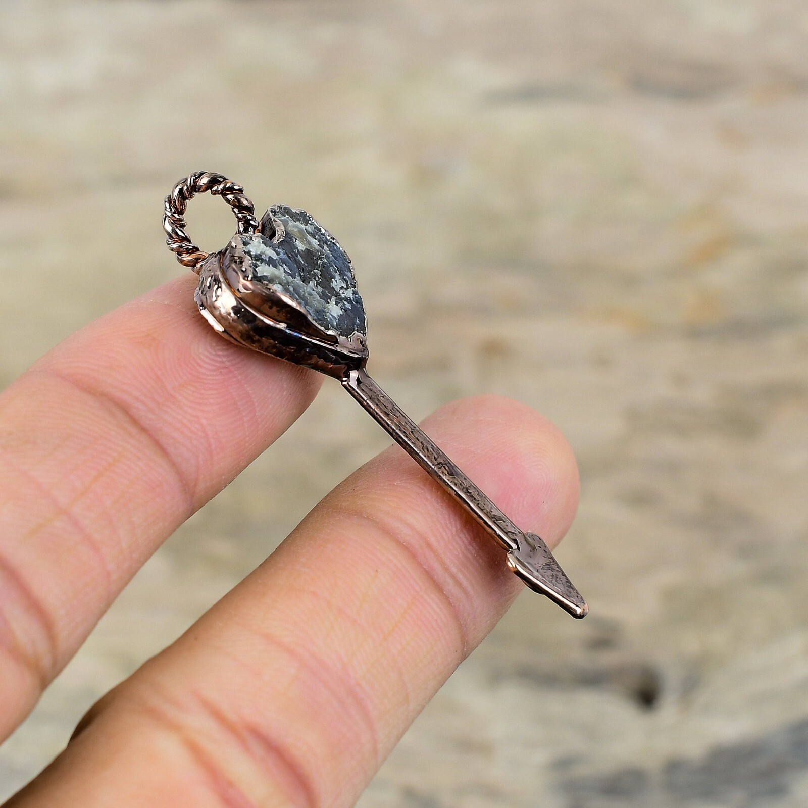 Labradorite Rough Electroformed Pendant Handcrafted Copper Ethnic Gift 2.09″