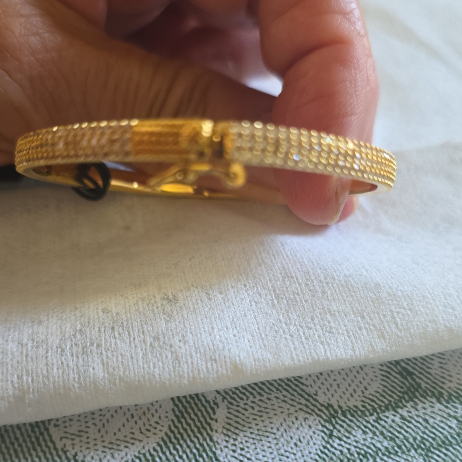 Nordstrom Gold Tone Cubic Zirconia Pavé Hinged Bangle Cuff Bracelet Nickel-Free
