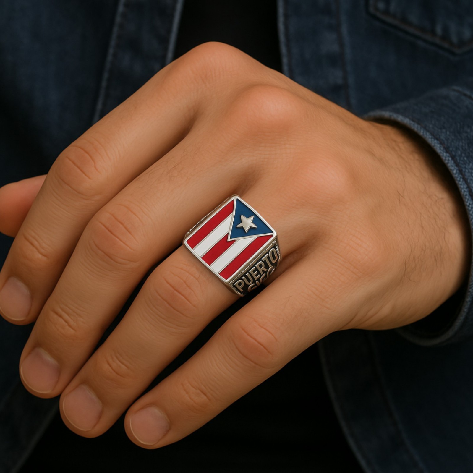Puerto Rico stainless steel rings for men