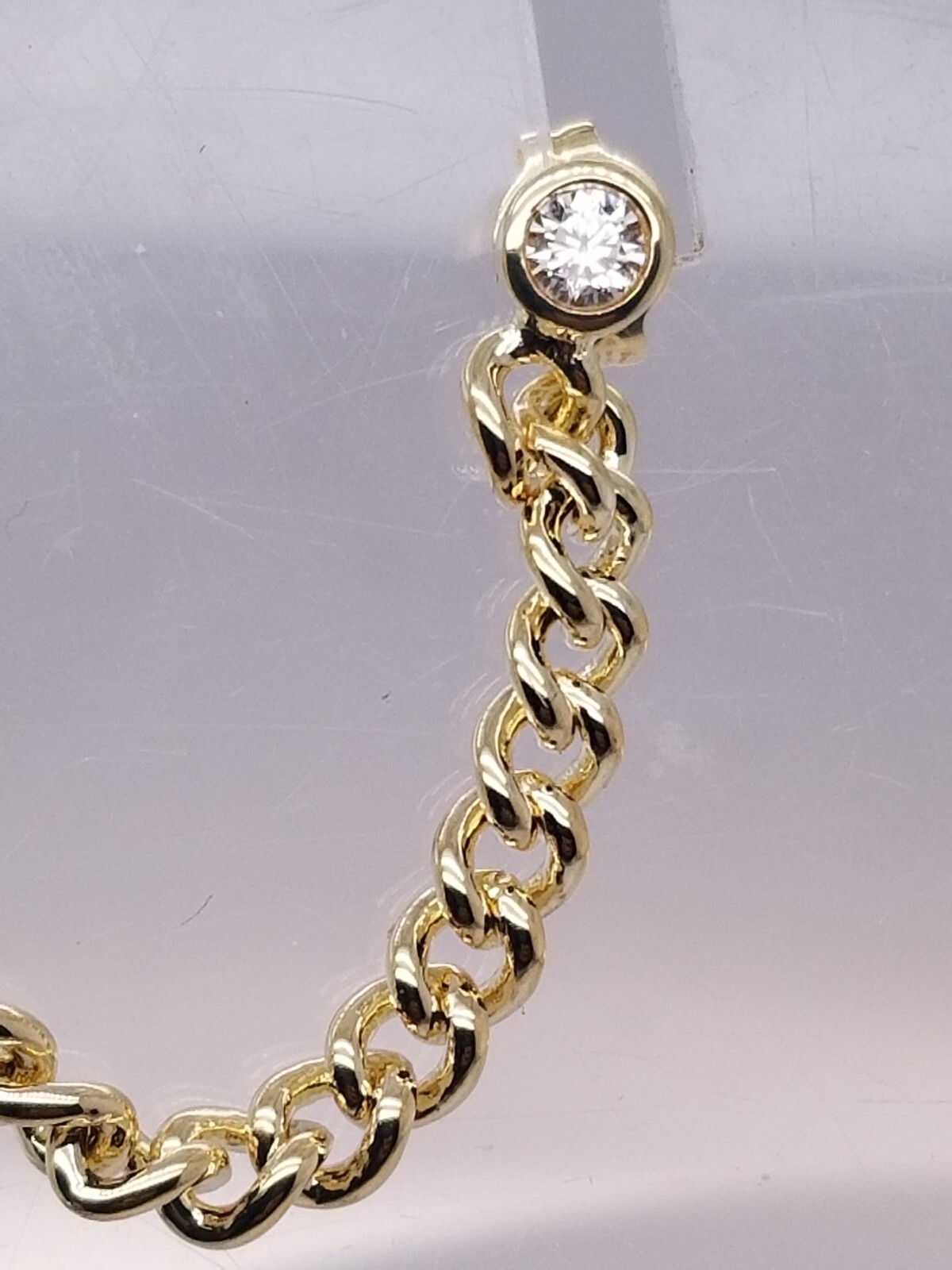 GLD Shop 14k Double CZ Solitaire Chain Stud Earrings – 2.1gTW