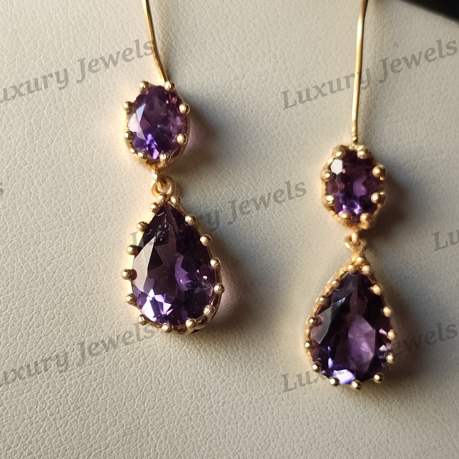 Handmade Amethyst 925 Sterling Silver Stud Earrings Fine Jewelry Women