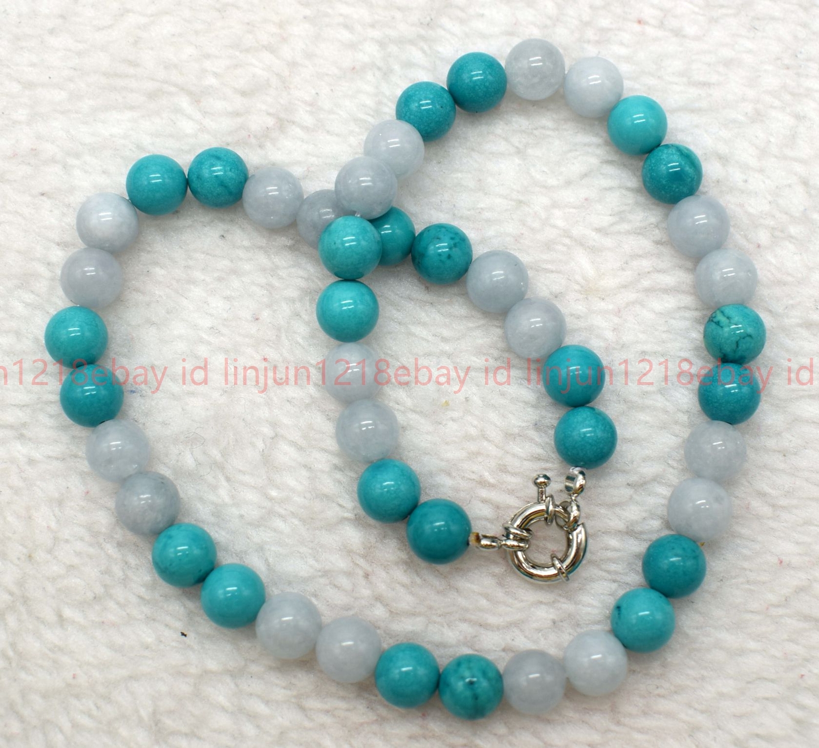New Beautiful 8mm Blue Aquamarine Turquoise Gems Round Beads Necklace 16-36in