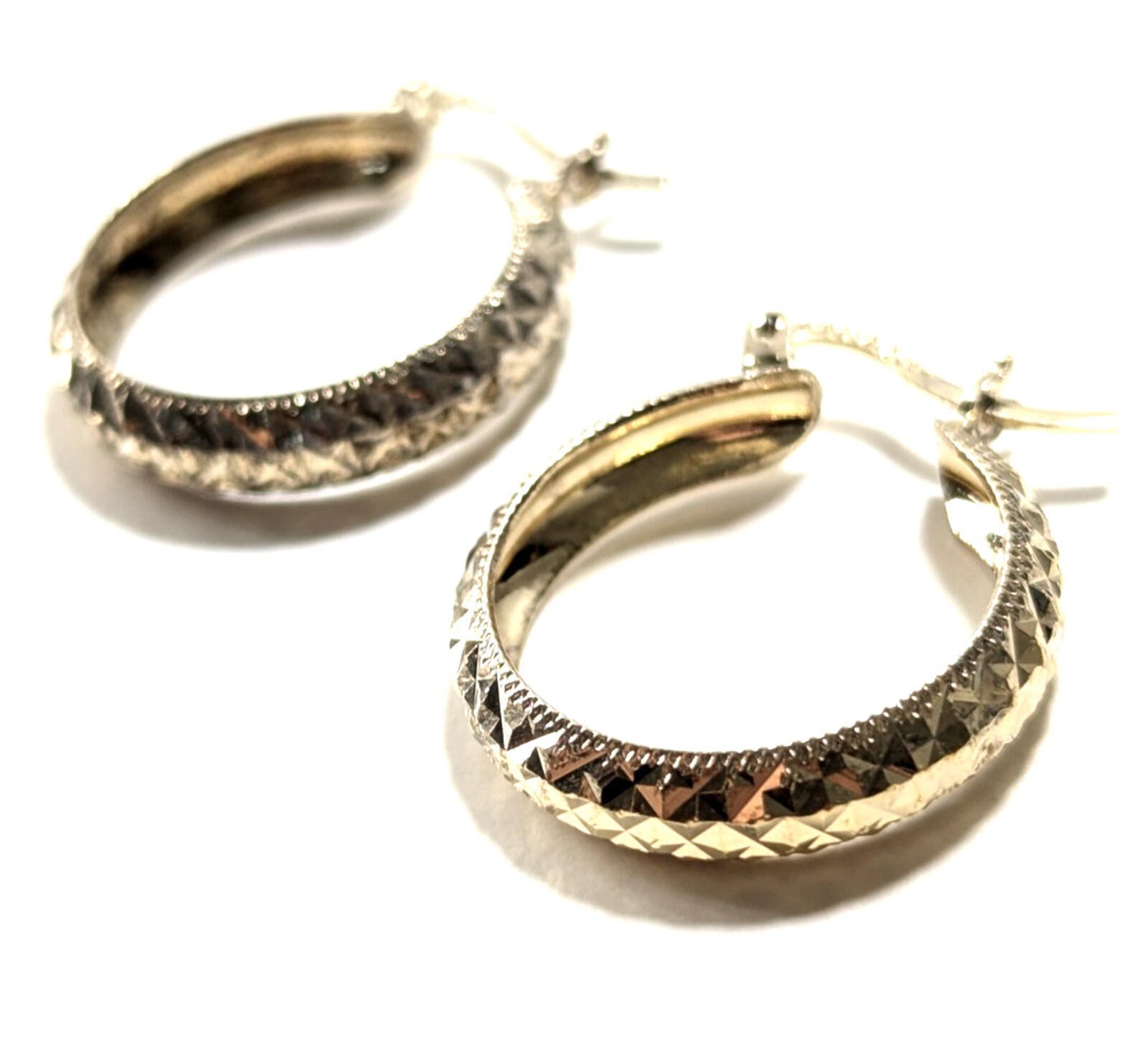 Sterling Silver Turkey 925 Gold Tone Pierced Hoop Earrings 1” 3.2g