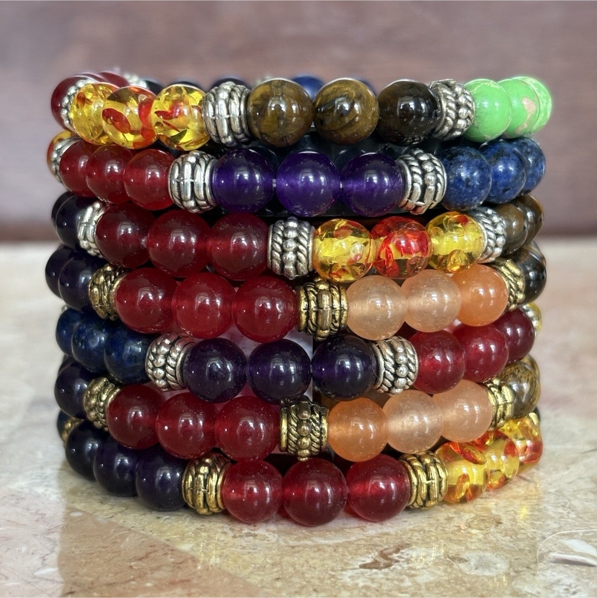 7 Chakras All Natural Gemstone Healing Bracelet