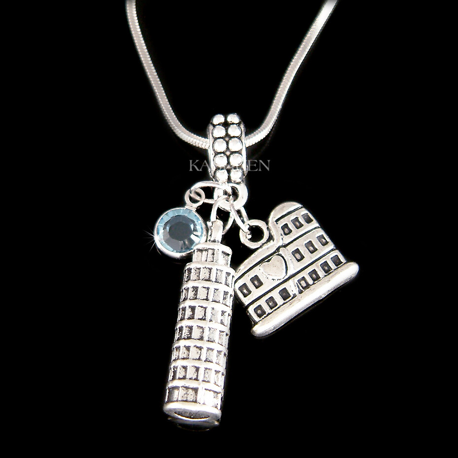 Rome Italy Travel Landmark Roman Colosseum Pisa Europe Italian European Necklace
