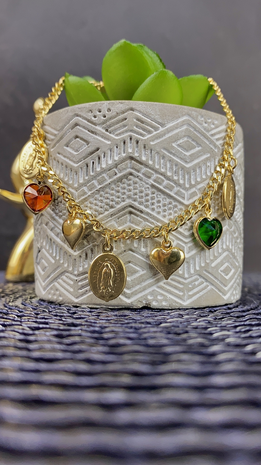 Pulsera de Corazon Virgen de Guadalupe para Mujer / Bracelet Heart CZ 7.5″ Gifts
