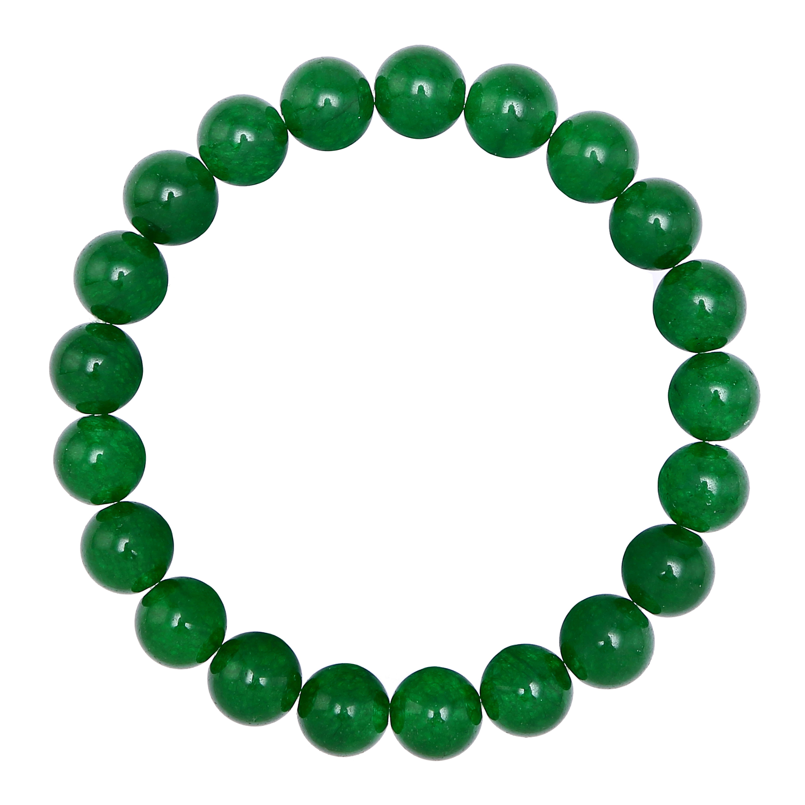 Green Dyed Jade Bracelet Smooth Round Size 8mm 10mm 7.5″ Length