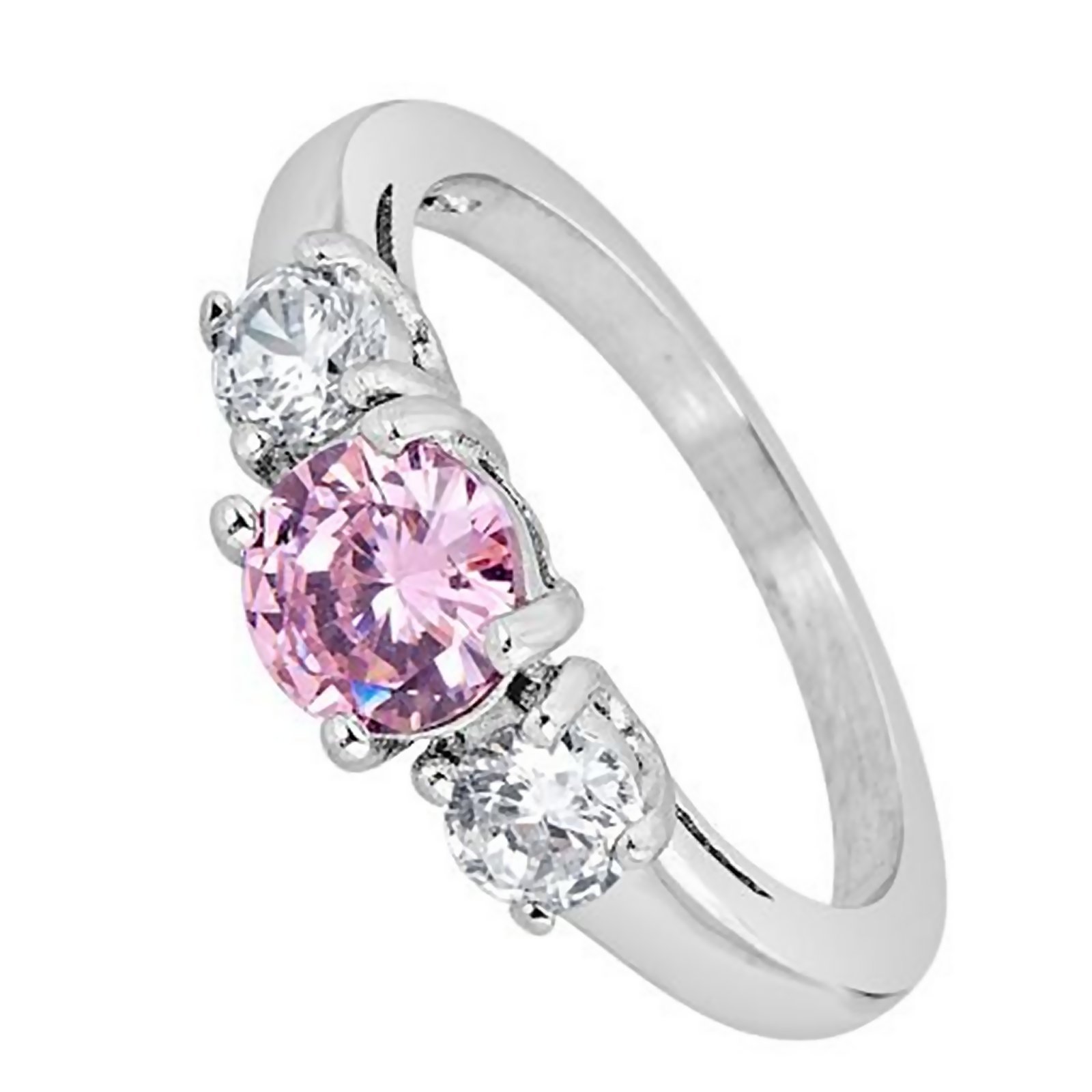 Womens October Birthstone Ring Pink Tourmaline Cubic Zirconia Band Sizes 3-10