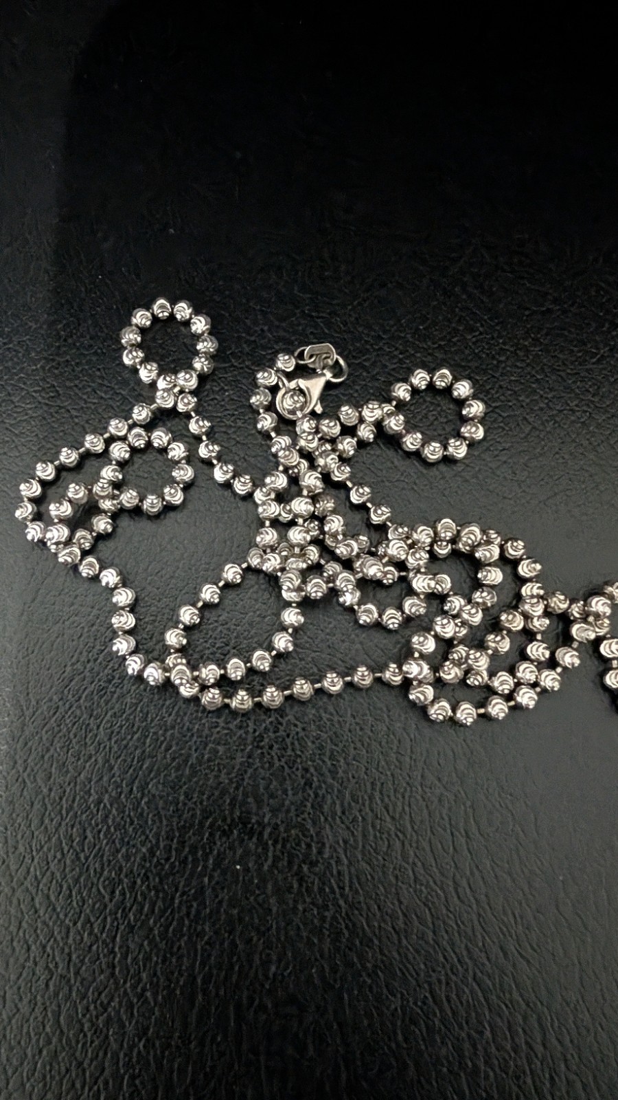 Silver Metal Ball/Bead Chain Necklace with Spring Ring Clasp