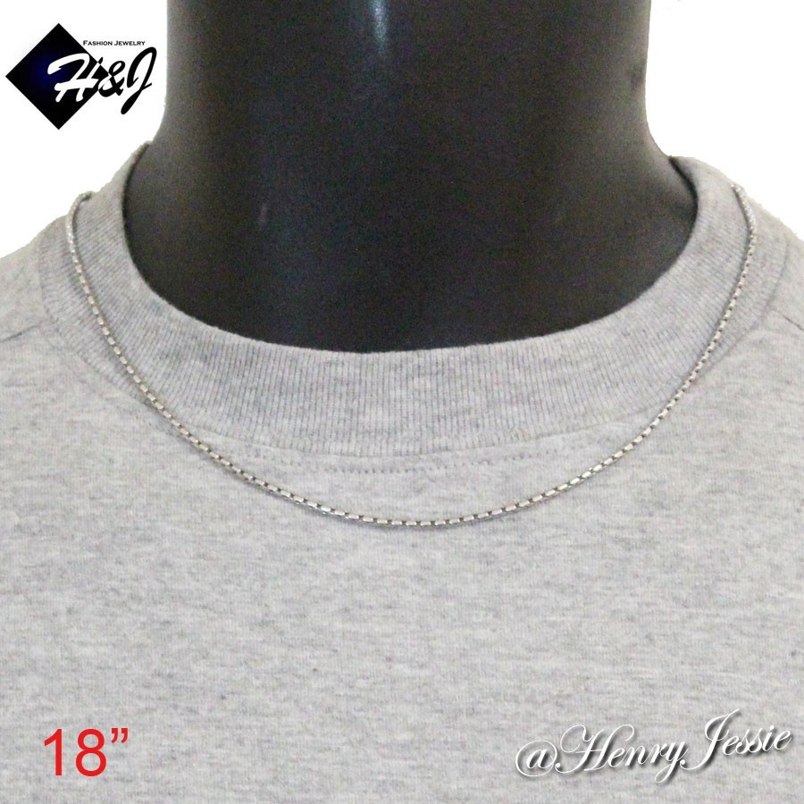 16″18″20″24″30″MEN WOMEN Stainless Steel 1.5mm Silver Smooth Box Chain Necklace