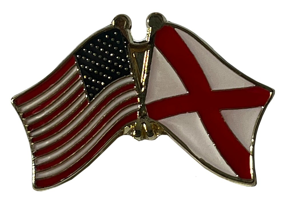 USA American State of Alabama Friendship Flag Bike Motorcycle Hat Cap lapel Pin