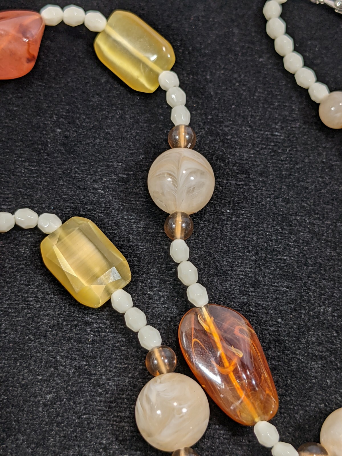 Brown Cream Acrylic Bead Long Necklace 15284