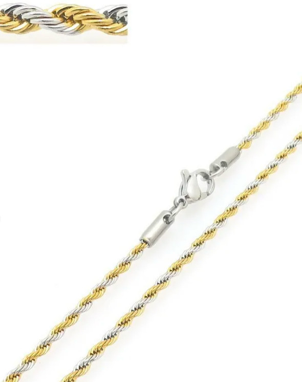 Rose Gold Rope Chain Necklace 304 Stainless Steel Twisted Design