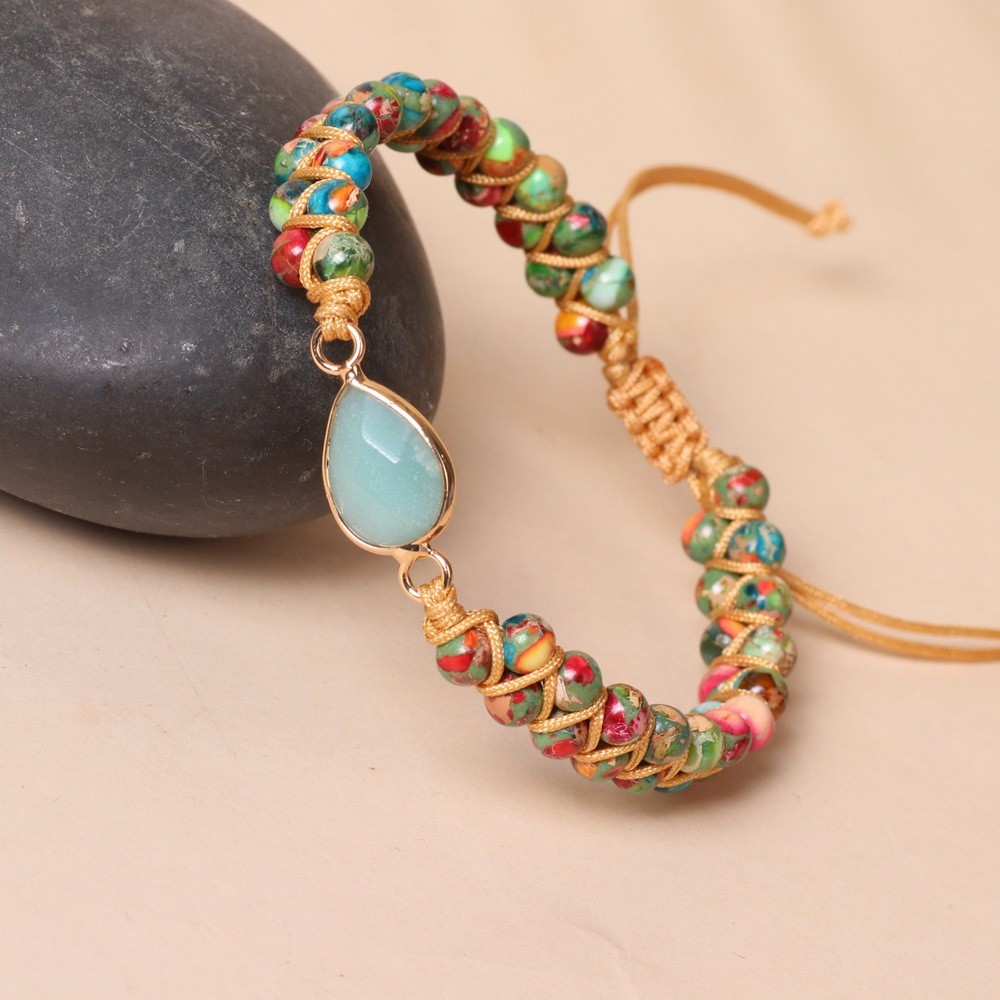 Amazonite Sea Sediment Beaded Handmade Healing Chakra Reiki Women Bracelet Gifts