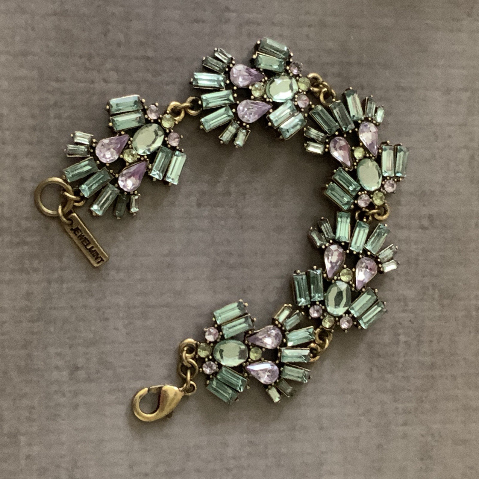Jewelmint Blue Rhinestone Bracelet Gold Tone Statement Link Bracelet 7 Inch