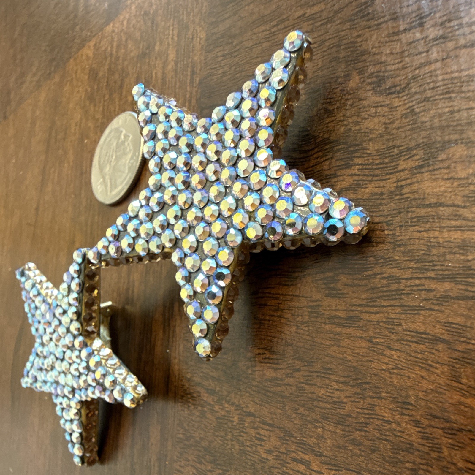 Lot of Vintage Richard Kerr Signed Starfish Clip-On Earrings Crystal Rhinestone