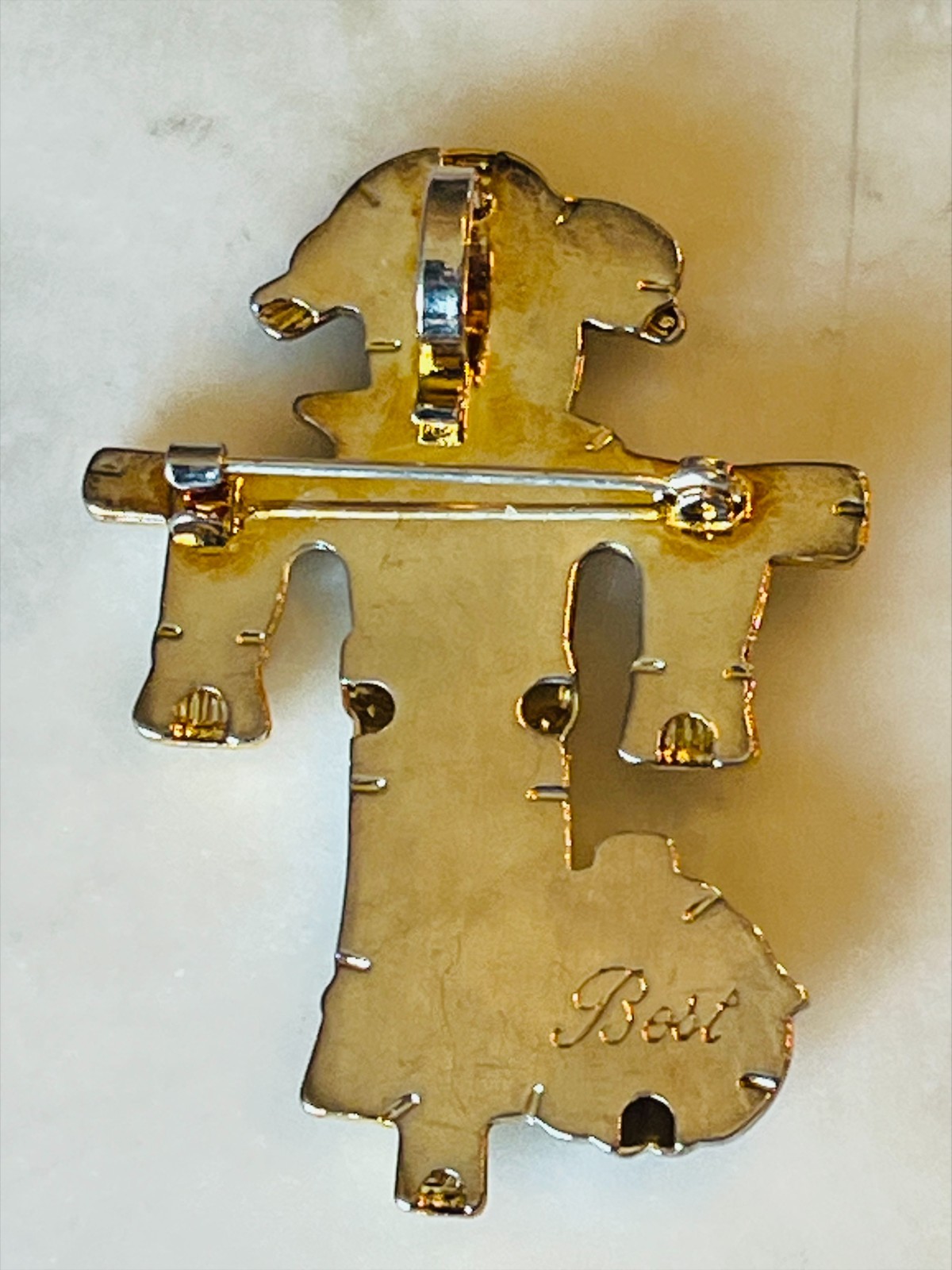 Vintage “Best” Scarecrow Pumpkin Brooch Gold & Silver Tone Fall Harvest Pin