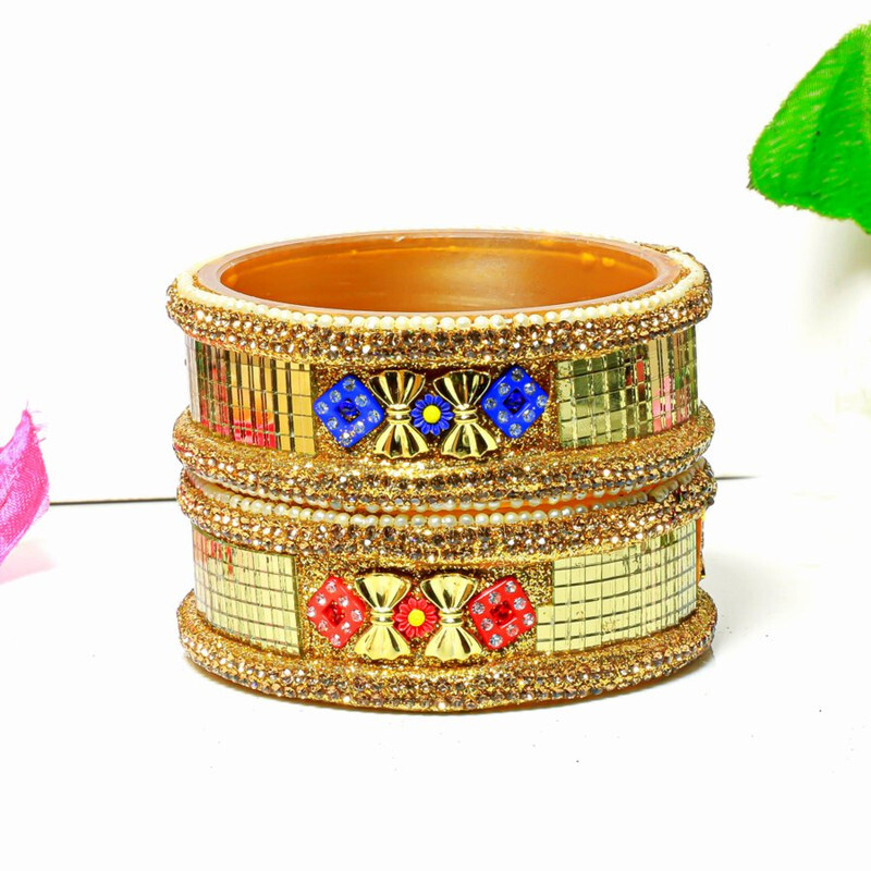 Designer Glass Bangles Kada Set Punjabi Rajasthani Bridal Bangle Set Pack Of 2