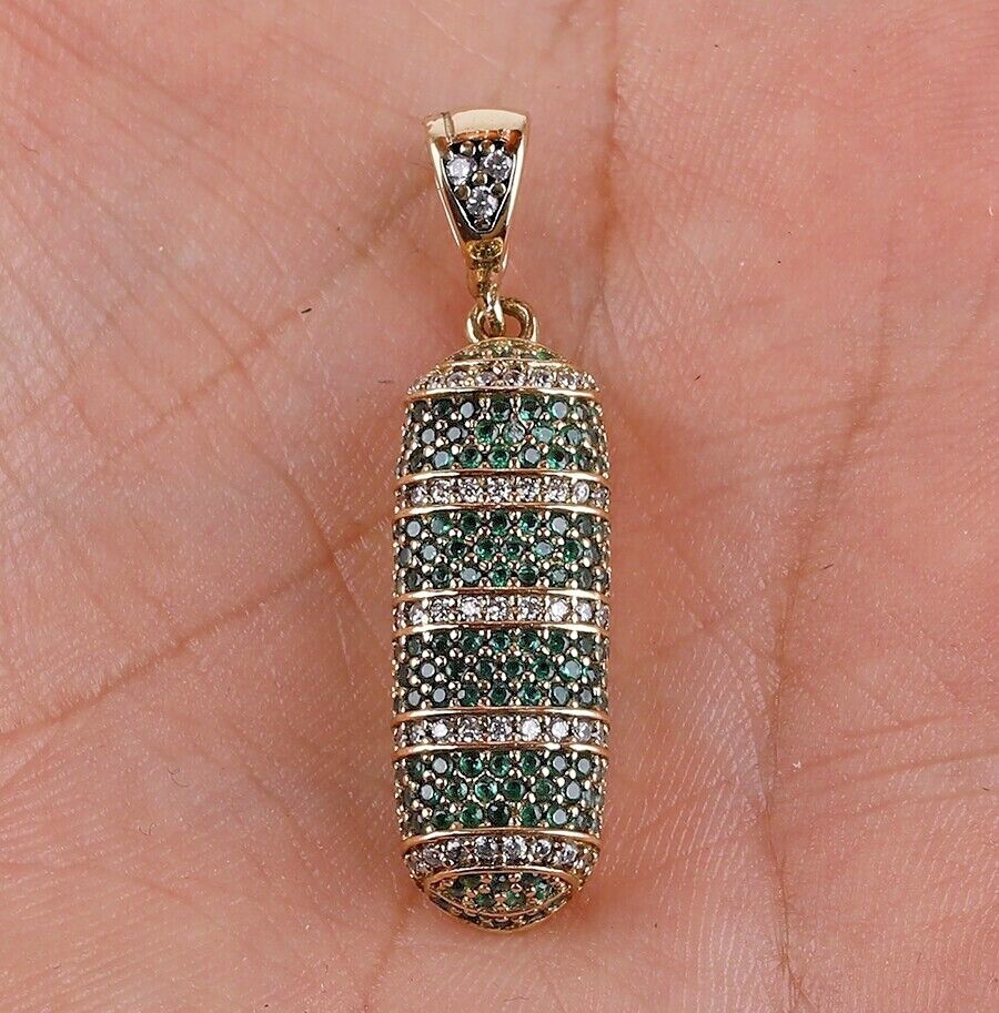 2.2Ct Round Cut Lab-Created Emerald Diamond Pendant 14K Yellow Gold Plated