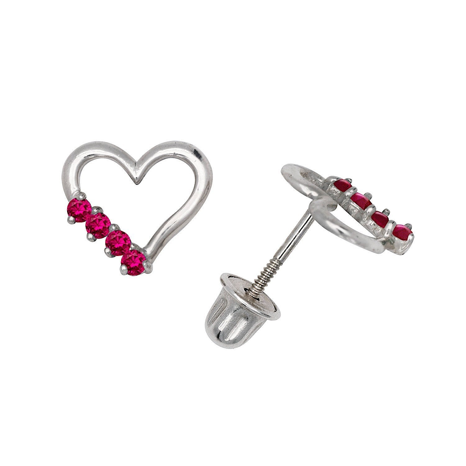 14K Yellow & White Gold Elegant Heart Shaped CZ Stud Earrings for Women