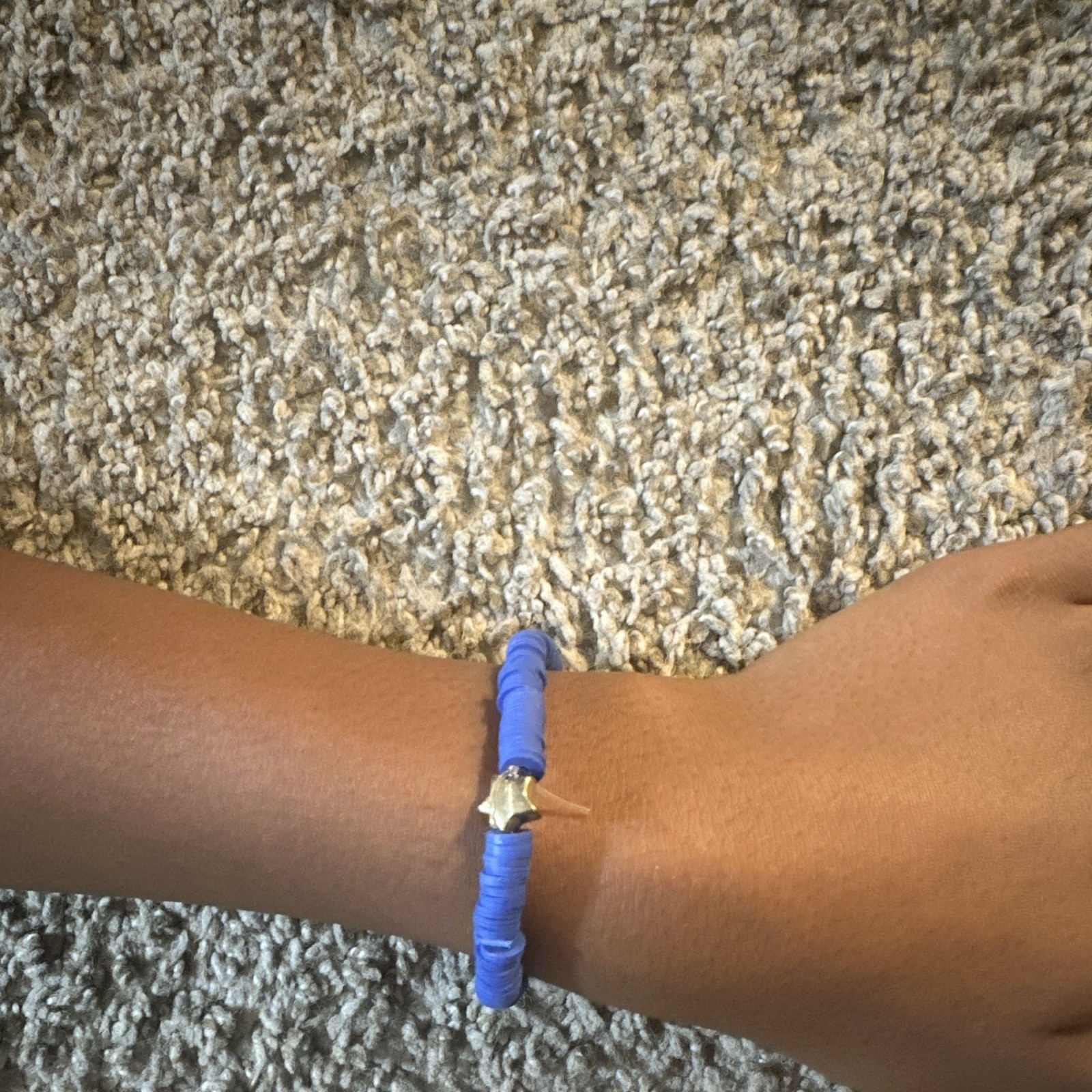 Blue Plastic Beaded Stretch Bracelet, No Stone