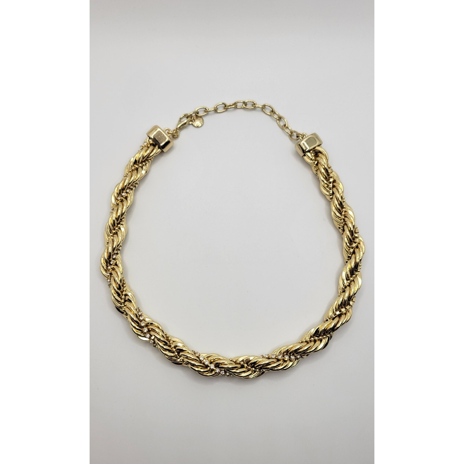 Baublebar Twisted Chain Necklace Signed Statement Crystal Strand Bead Ball