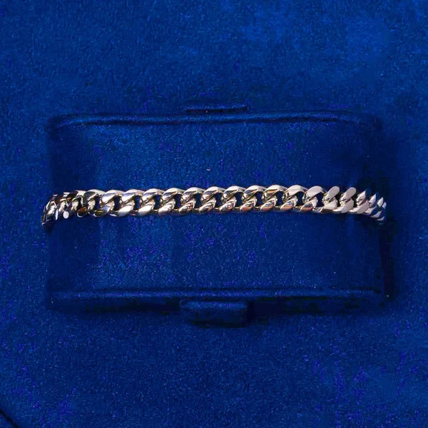 18K White Gold Plated – Micro Cuban Link Bracelet 7″ – Adamans 🔥New🔥