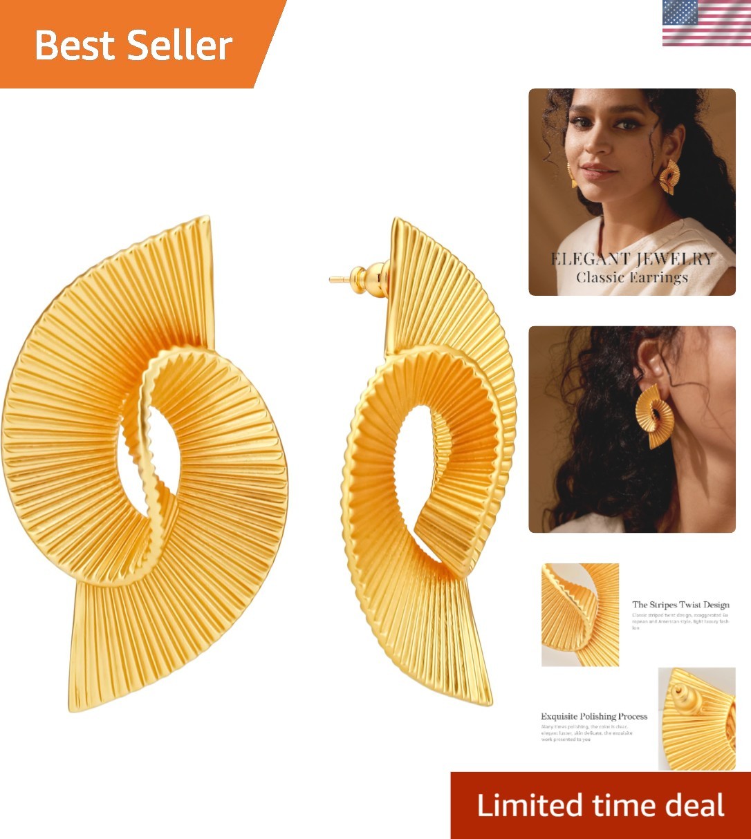 Exaggerated 18K Gold Dangle Earrings for Women – Ideal Gift for Any Occasion