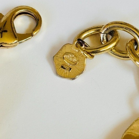 RJ Graziano Gold Tone curved Link Chain chunky Bold Bracelet Statement Designer