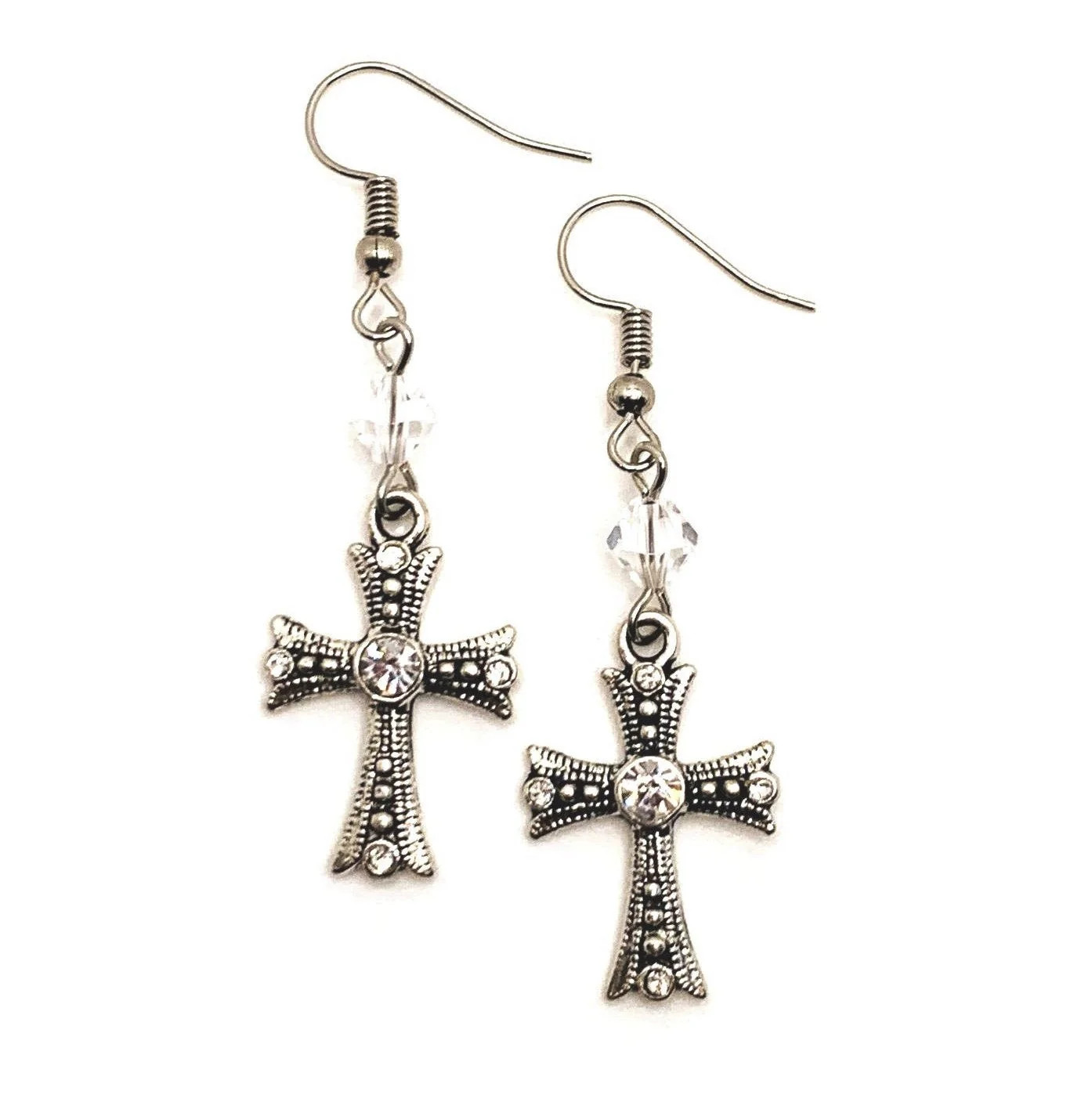 Diamond Rhinestone Gothic Cross Earrings – US Seller