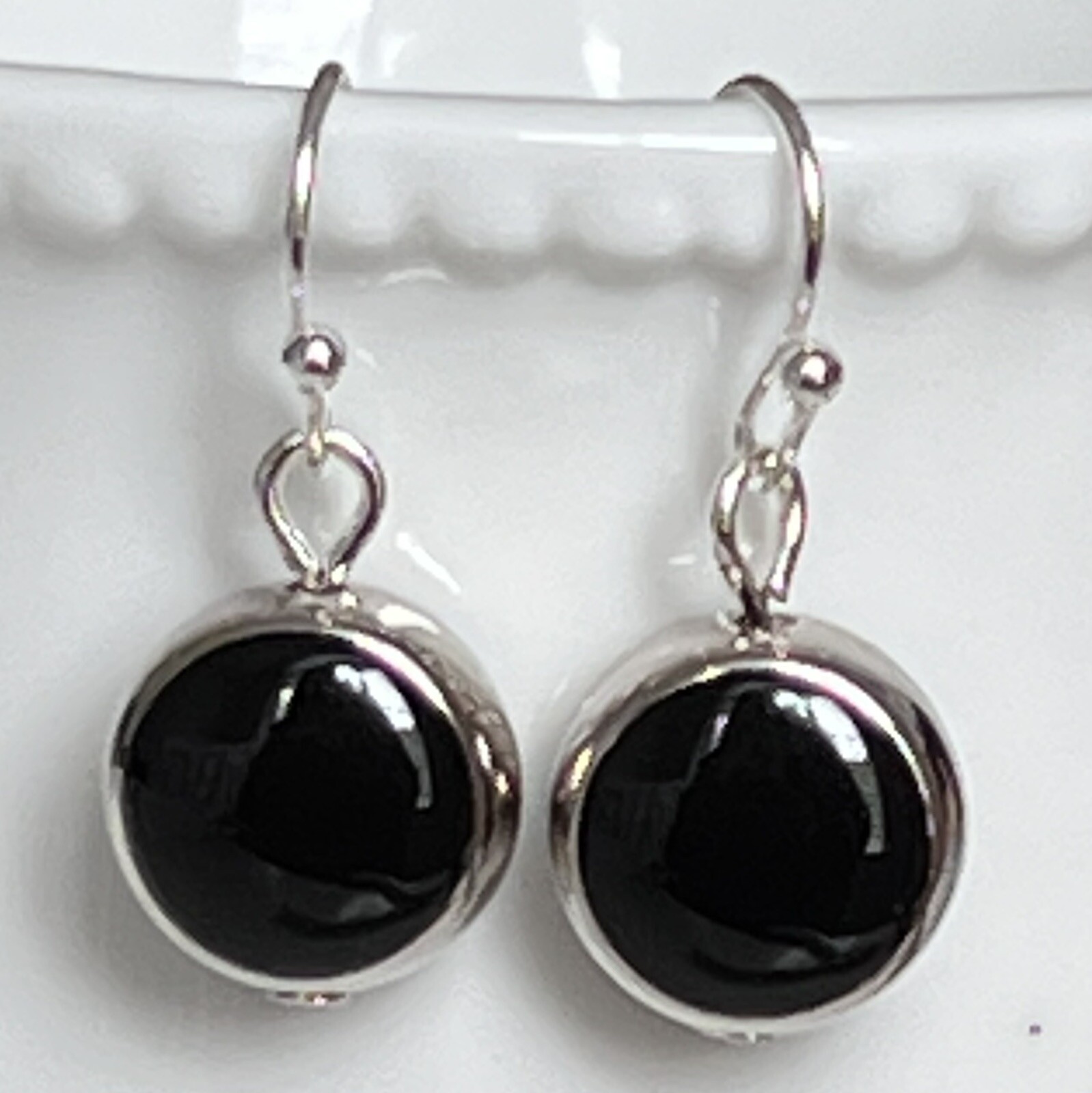 Silver and Black Earrings. Boho Chic.