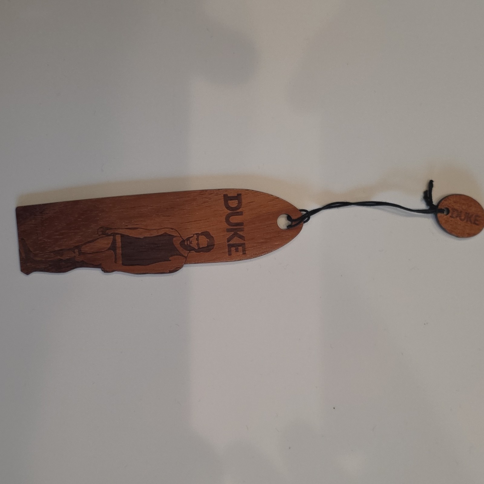 Martin & MacArthur Hawaiian Engraved Rectangle Koa Charm Pendant Duke bookmark