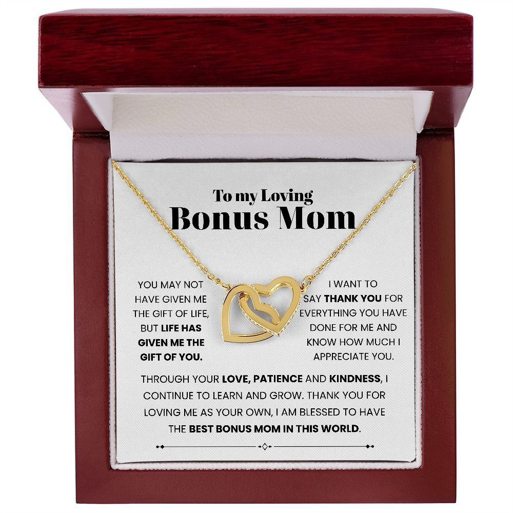 To My Bonus Mom linked hearts Necklace Meaningful Gift For birthday Mother’s Day