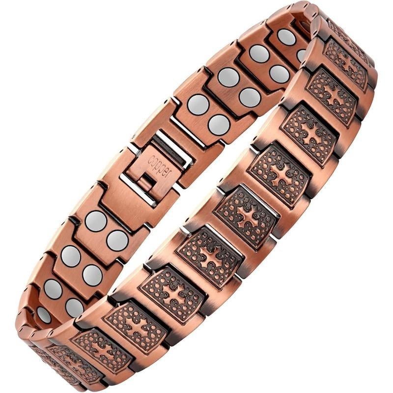GMOX Men’s Copper Bracelet,3X Strength 99.99% Copper Magnetic Adjustable Length