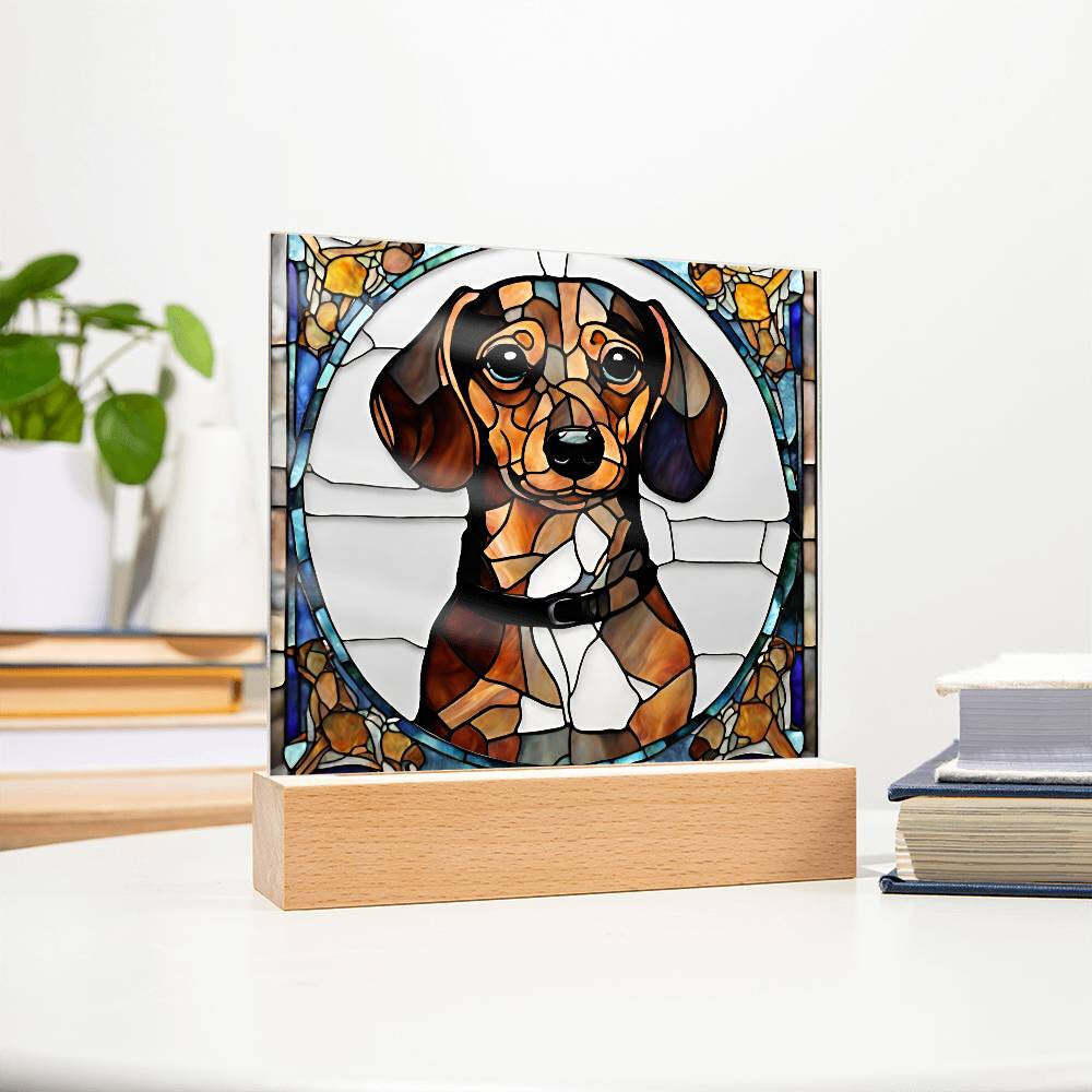 Dachshund Dog Acrylic Plaque with LED Lights
