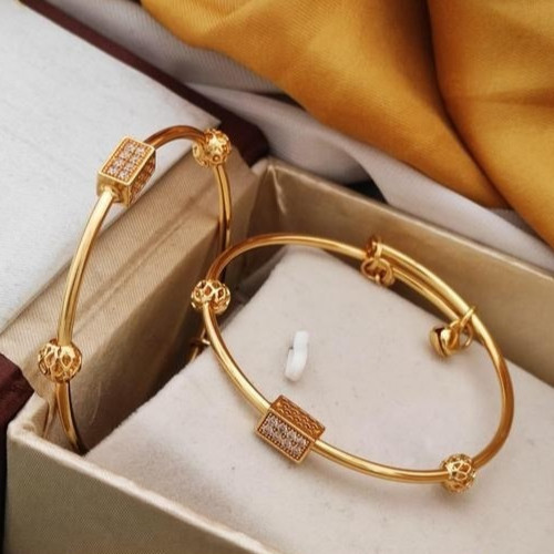 Golden Daily Wear Bangles Set Jewelry For Her Wear Adjustable Bracelet Jewelry