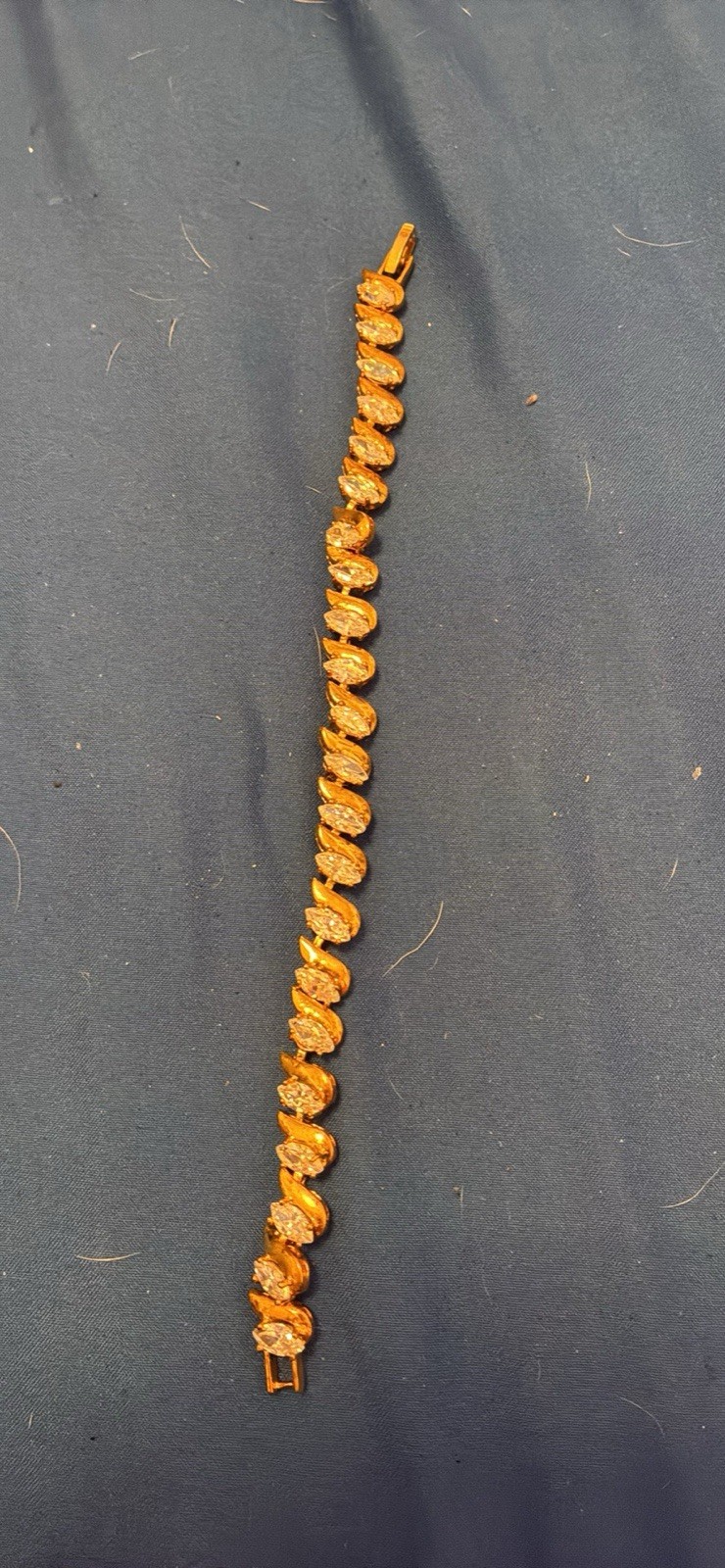 Gold Tone Marquise S-link Tennis Bracelet
