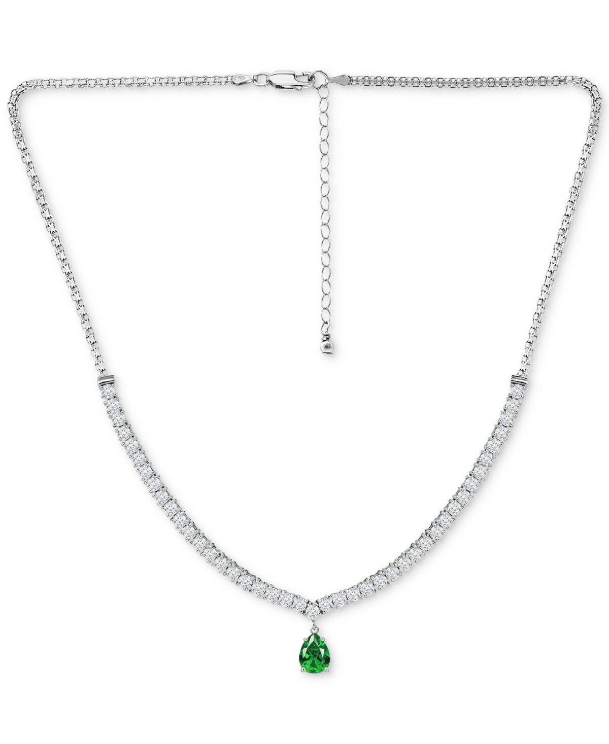 GIANI BERNINI Cubic Zirconia Created Green Quartz Teardrop Necklace 16 ” + 2″