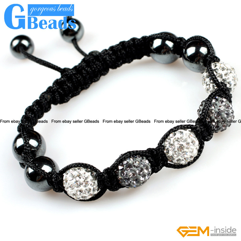 Red 10mm Gemstone Pave Sparkle Crystal 5 Ball Beads Bracelet Adjustable 6″-8″