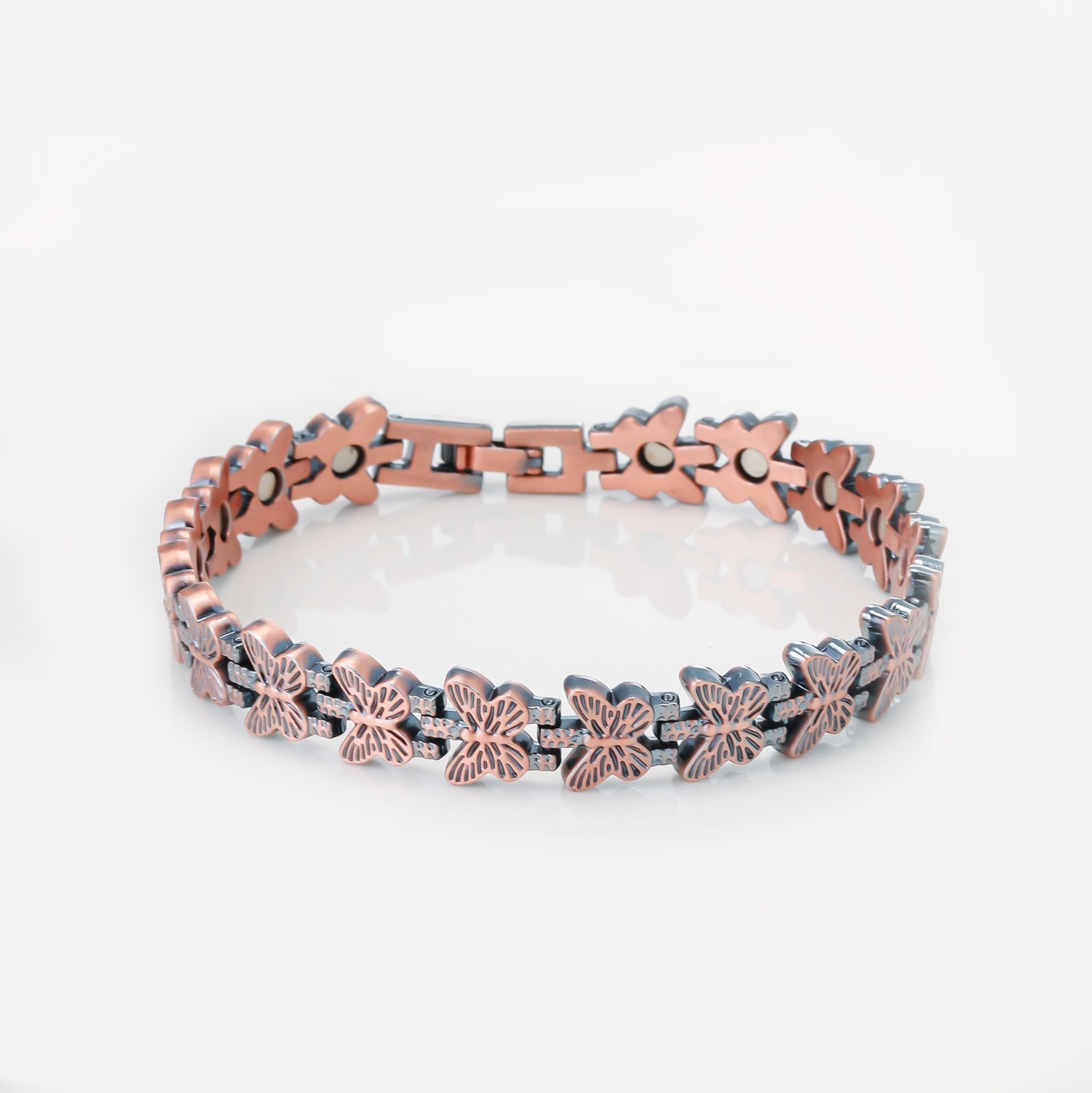 Vintage Red Copper Butterfly Health Magnetic Therapy Link Bracelet Wristband