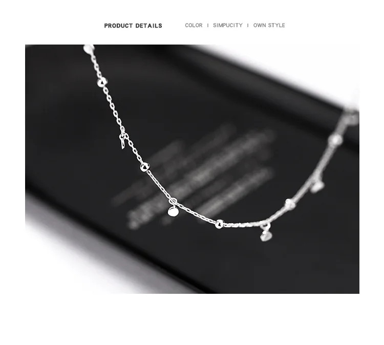 925 Sterling Silver Women’s Neck Chain Jewelry Tassels Round Necklaces Vintage L