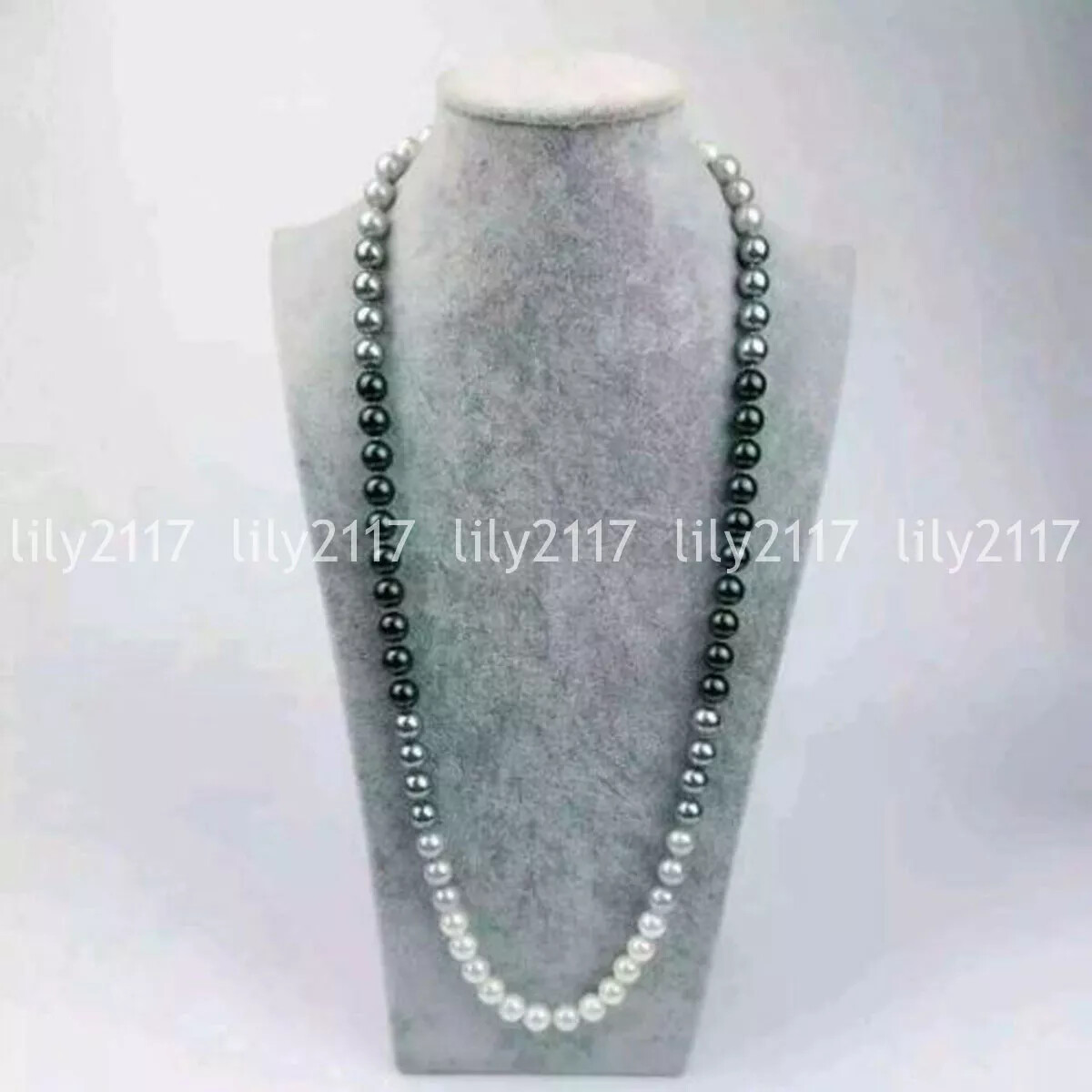 Real 8-9mm natural Australian south sea black white gray pearl necklace 14-48”